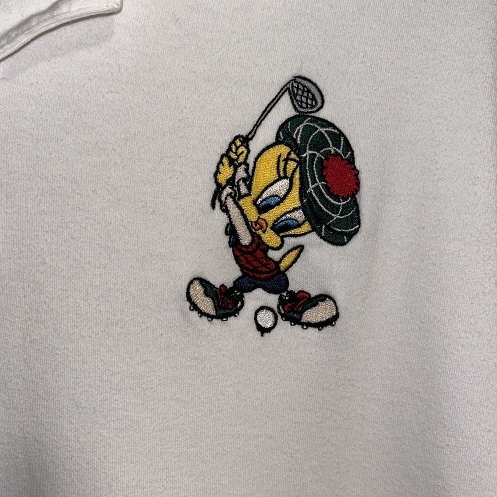 Looney Tunes Acme Clothing Co. Tweety Bird Men’s Polo Golf Shirt Size M White - Picture 3 of 6
